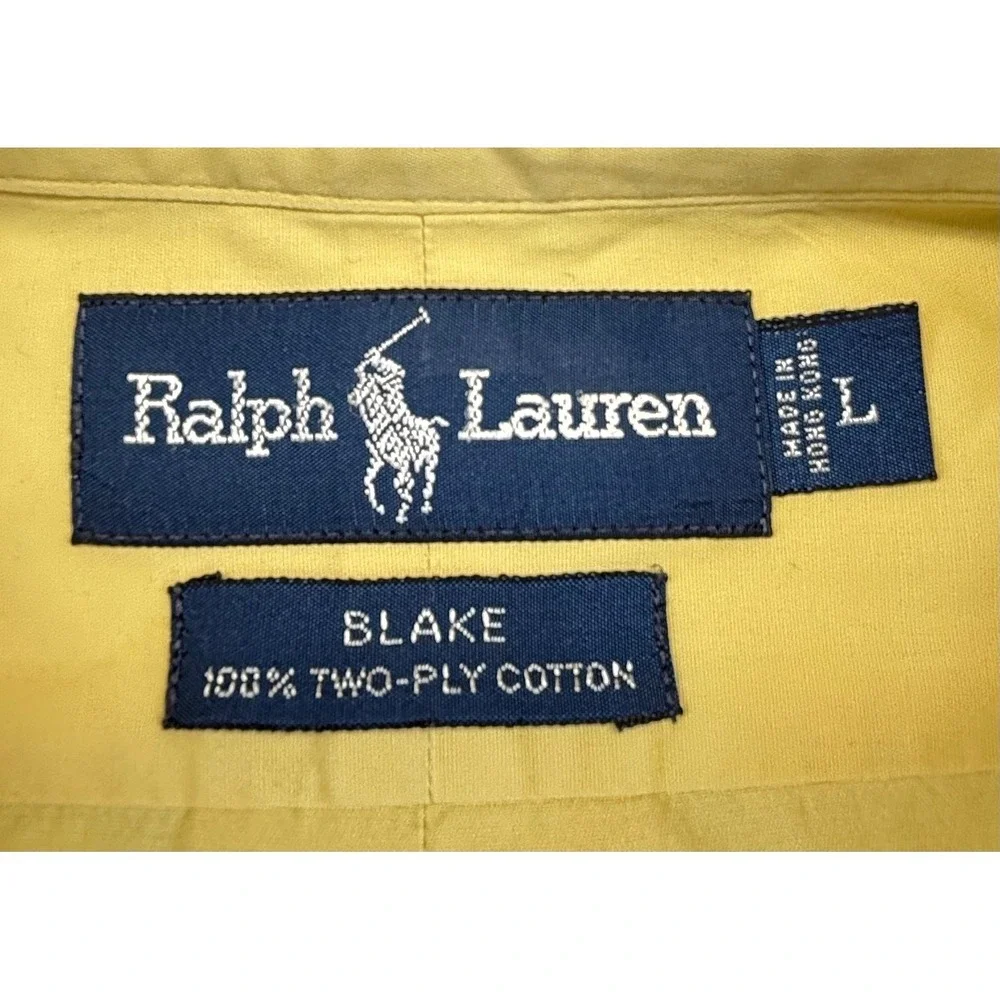 Vintage Polo Ralph Lauren Men's L Blake Yellow Cotton Oxford Button Down Shirt